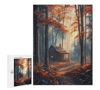Puzzles pour Adultes Cabin in Autumn Forest Puzzles pour Adolescents, Jouets Anti-Stress, Décoration Murale, Cadeaux Uniques pour Anniversaire Et Noël 500 PCS