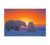 Puzzles pour Adultes, Cadeaux Polar Bears Sunset Arctic Puzzles pour Adultes, Jeux De Société, Découpe De Précision, Cadeau d'anniversaire, Cadeaux, 75x50cm/1000pcs
