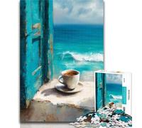 Puzzles pour Adultes Café près de la fenêtre Puzzles pour Adultes, Jeu de réflexion Décoration Murale Cadeaux d'anniversaire et de Noël Uniques 50x75cm