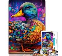 Puzzles pour Adultes Canards colorés 1 000 pièces Cadeaux pour Adultes Jeux familiaux Cadeaux d'anniversaire Défi Haute difficulté (26x38cm)