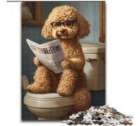Puzzles pour Adultes Caniche aux Toilettes, Jouets éducatifs, idéal comme Cadeau pour Toute la Famille, à partir de 14 Ans (Taille 26x38cm)