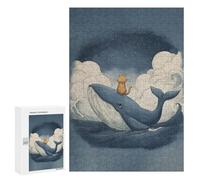 Puzzles pour Adultes Cat Riding A Whale Puzzle pour Adultes, Jeu Familial, Défi Difficile, Cadeaux pour Les Amis Et La Famille 300 PCS