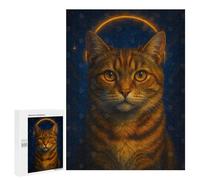 Puzzles pour Adultes Celestial Tabby Cat Portrait Puzzle : Jeu Manuel Amusant Et Humoristique, Cadeau d'anniversaire, Cadeaux, 500 PCS