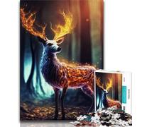Puzzles pour Adultes Cerf Mystique dans la forêt Puzzles pour Adolescents Apprentissage éducatif est idéal comme Cadeau pour Toute la Famille 26x38cm