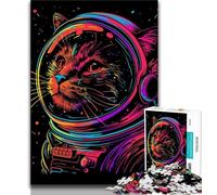 Puzzles pour Adultes Chat Astronaute néon 1000 pièces Puzzles pour Adultes et Adolescents avec pièces entièrement emboîtables de Formes aléatoires pour Les Enfants de 14 Ans et Plus (26x38cm)