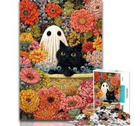 Puzzles pour Adultes Chat et Âme 1000 pièces Puzzles pour Adolescents et Adultes, pièces entièrement emboîtables et de Formes aléatoires 50x75cm