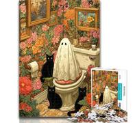 Puzzles pour Adultes Chat et Âme 1000 pièces Puzzles pour Adolescents, Jeu éducatif pour Anniversaire, Noël pour Les 14 Ans et Plus 50x75cm