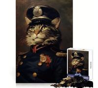 Puzzles pour Adultes Chat Officier 1000 pièces, stimule la mémoire, Passe-Temps à la Maison, Bords Nets, Cadeau élégant (38x26cm)
