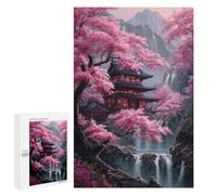 Puzzles pour Adultes Cherry Blossom Paradise with Japanese Temple Puzzle pour Adolescents Améliore La Mémoire Difficile Et Stimulant Idéal comme Cadeau 1000 PCS