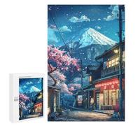 Puzzles pour Adultes Cherry Blossom Street with Mountain View Puzzles pour Adolescents : Améliorent La Mémoire. Chaque Pièce Est Unique - Jouets Et Jeux Éducatifs 1000 PCS