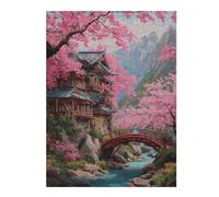 Puzzles pour Adultes Cherry Blossom Valley Landscape Puzzles pour Adolescents, Jouets Anti-Stress, Décoration Murale, Cadeaux Uniques pour Anniversaire Et Noël 1000pcs(52x38cm)