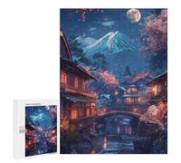 Puzzles pour Adultes Cherry Blossom Village Night Scene Puzzles pour Adultes : Anti-Stress, Difficile Et Stimulant, pour des Soirées Jeux en Famille 500 PCS