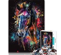 Puzzles pour Adultes Cheval Aquarelle Adolescent Puzzle, Soulagement du Stress Staycation Tuer Le Temps Interaction Parent-Enfant (Taille 38x26cm)