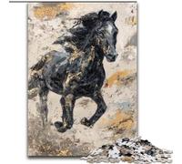 Puzzles pour Adultes Cheval Noir et doré, Anti-Stress, défi Difficile, Cadeaux du Père Noël Secret pour Les 14 Ans et Plus (Taille 50x75cm)