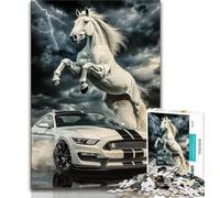 Puzzles pour Adultes Chevaux et Voitures de Sport 1 000 pièces pour Adolescents entraînement cérébral et Manuel Cadeau d'anniversaire (50x75cm)