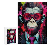 Puzzles pour Adultes Chic Monkey in Sunglasses Puzzles pour Adultes : Anti-Stress, Difficile Et Stimulant, pour des Soirées Jeux en Famille 300 PCS