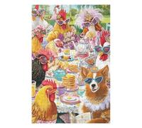 Puzzles pour Adultes Chickens Tea Party Puzzles pour Adolescents, Jouets Anti-Stress, Décoration Murale, Cadeaux Uniques pour Anniversaire Et Noël 1000pcs(75x50cm)