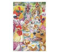 Puzzles pour Adultes Chickens Tea Party with Dog Puzzles Jeux Relaxants Découpe De Précision Cadeaux pour Les Amis Et La Famille 1000pcs(75x50cm)
