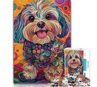 Puzzles pour Adultes Chien Bichon Havanais 1000 pièces Puzzles pour Adultes Cadeaux Jeu Stimulant et Jeu en Famille Cadeaux du Père Noël Secret (26x38cm)