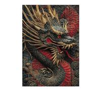 Puzzles pour Adultes Chinese Dragon Wood Carving Decor Puzzles Jeux Relaxants Découpe De Précision Cadeaux pour Les Amis Et La Famille 1000pcs(38x26cm)