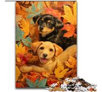 Puzzles pour Adultes Chiot dans Les Feuilles mortes, 1000 pièces, à partir de 14 Ans, décoration Murale, Cadeau d'anniversaire de Noël (50x75cm)