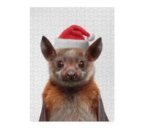 Puzzles pour Adultes Christmas Bat with Santa Hat Puzzles pour Adultes : Jeux Relaxants, Défis Difficiles, Cadeaux d'anniversaire Et Cadeaux Uniques 52x38cm/1000pcs