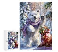 Puzzles pour Adultes Christmas Polar Bear Gifts Puzzle pour Adolescents Améliore La Mémoire Difficile Et Stimulant Idéal comme Cadeau 1000 PCS