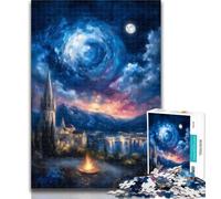 Puzzles pour Adultes Cité Antique sous Le Ciel Nocturne, 1 000 pièces, Difficiles, Art au Fusain, idéal pour Les Vacances, pour la décoration de la Maison, 26x38cm