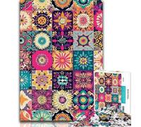 Puzzles pour Adultes Collage de Fleurs Mandalas Puzzles pour Adultes 1 000 pièces Jeu Familial Anti-Stress défi Difficile Superbes Cadeaux et Jouets (26x38cm)