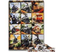 Puzzles pour Adultes, Collage de Trains, 1000 pièces, Jouets éducatifs et éducatifs, Jeux familiaux avec Affiche et fiche de Questions-réponses (50x75cm)