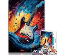 Puzzles pour Adultes colorés en Forme de Guitare, 1 000 pièces, Jeux éducatifs et Difficiles pour la Famille, avec Affiche et fiche de Questions (50x75cm)