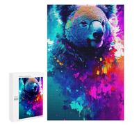 Puzzles pour Adultes Colorful Abstract Bear Art Puzzle pour Adolescents Améliore La Mémoire Difficile Et Stimulant Idéal comme Cadeau 1000 PCS