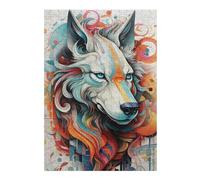 Puzzles pour Adultes Colorful Abstract Wolf Portrait Puzzle pour Adultes À Monter Soi-même, Jouet, Cadeau d'anniversaire, Super Cadeau pour Les Gamers 38x26cm/1000pcs
