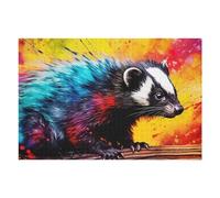 Puzzles pour Adultes Colorful Badger Artwork Puzzles pour Adultes Jeu Manuel Cadeau d'anniversaire Cadeau d'anniversaire, Cadeaux, 75x50cm/1000pcs