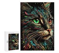 Puzzles pour Adultes Colorful Cat Portrait Artwork Puzzles pour Adolescents Cadeau d'anniversaire Stimule Le Cerveau Jeu Stimulant Cadeaux 300 PCS