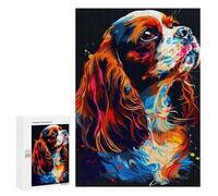 Puzzles pour Adultes Colorful Cavalier King Charles Spaniel Art-2 Puzzles pour Adolescents : Améliorent La Mémoire. Chaque Pièce Est Unique - Jouets Et Jeux Éducatifs 300 PCS