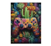 Puzzles pour Adultes Colorful Desert Cactus Controller Puzzles pour Adultes, Jouets Anti-Stress, Décoration Murale, Cadeaux pour Les Amis Et La Famille 52x38cm/1000pcs