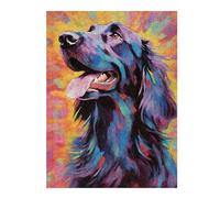 Puzzles pour Adultes Colorful Flatcoated Dog Puzzles pour Adultes : Jeux Relaxants, Défis Difficiles, Cadeaux d'anniversaire Et Cadeaux Uniques 52x38cm/1000pcs