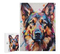 Puzzles pour Adultes Colorful German Shepherd Art Print Puzzles pour Adultes : Anti-Stress, Difficile Et Stimulant, pour des Soirées Jeux en Famille 500 PCS