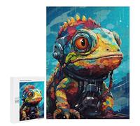 Puzzles pour Adultes Colorful Lizard Astronaut Art Print Puzzles pour Adolescents Cadeau d'anniversaire Stimule Le Cerveau Jeu Stimulant Cadeaux 500 PCS