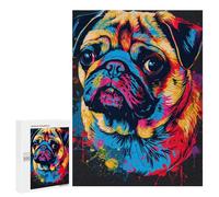 Puzzles pour Adultes Colorful Pug Art Print-2 Puzzles pour Adultes : Anti-Stress, Difficile Et Stimulant, pour des Soirées Jeux en Famille 500 PCS