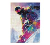 Puzzles pour Adultes Colorful Snowboarder Art Print Puzzles Jeux Relaxants Découpe De Précision Cadeaux pour Les Amis Et La Famille 1000pcs(52x38cm)