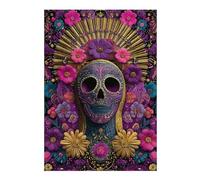 Puzzles pour Adultes Colorful Sugar Skull Artwork Puzzles pour Adolescents, Jouets Anti-Stress, Décoration Murale, Cadeaux Uniques pour Anniversaire Et Noël 1000pcs(38x26cm)