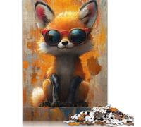 Puzzles pour Adultes Cool Fox avec Lunettes de Soleil 500 pièces Puzzles en Bois pour Adultes et 18 Ans et Plus Puzzle Impossible 500 pièces (52x38cm)