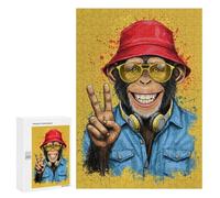 Puzzles pour Adultes Cool Monkey with Peace Sign Puzzles pour Adultes - Jeux De Détente - Défi Difficile À Relever 300 PCS