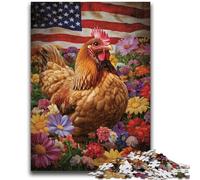 Puzzles pour Adultes Coq Drapeau Américain pour 14 Ans et Plus Difficile à compléter mais Amusant et Humoristique Superbes Cadeaux et Jouets 50x75cm