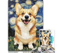 Puzzles pour Adultes Corgi sous Le Ciel Nocturne 1000 pièces pour Adolescents et Adultes, pièces entièrement emboîtables et de Formes aléatoires 50x75cm