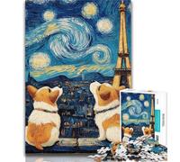 Puzzles pour adultes Corgi sous le ciel nocturne,puzzles pour adultes de 1 000 pièces difficiles,avec des pièces de formes aléatoires entièrement emboîtables,pour les enfants de 14 ans et plus,50x75cm