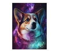 Puzzles pour Adultes Cosmic Corgi Portrait-16 Puzzles Jeux Relaxants Découpe De Précision Cadeaux pour Les Amis Et La Famille 1000pcs(52x38cm)