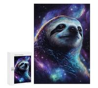Puzzles pour Adultes Cosmic Sloth Portrait Print-2 Puzzles pour Adolescents Cadeau d'anniversaire Stimule Le Cerveau Jeu Stimulant Cadeaux 300 PCS